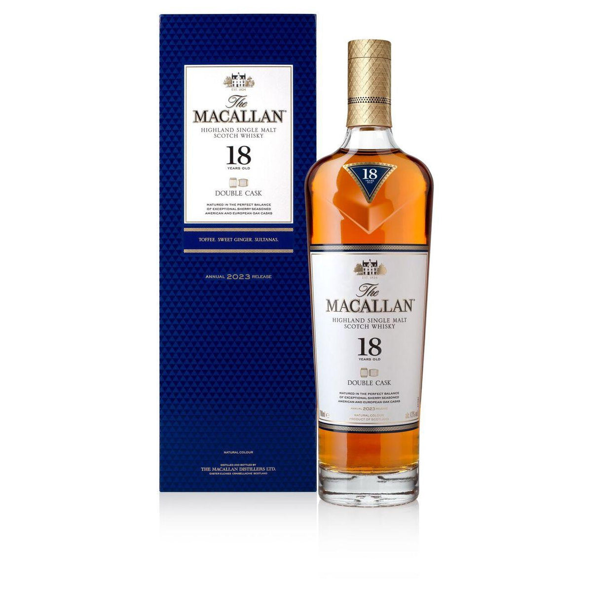 The Macallan Highland Single Malt Scotch Whiskey 18 Years Old Double Cask Annual 2023 Release
