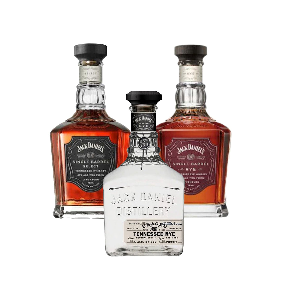 Jack Daniels Single Barrel Select & Rye & Jack Daniel Unaged Tennessee Rye