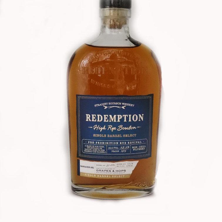 Redemption High Rye Bourbon Single Barrel Select Grapes and Hops Barrel Pick
